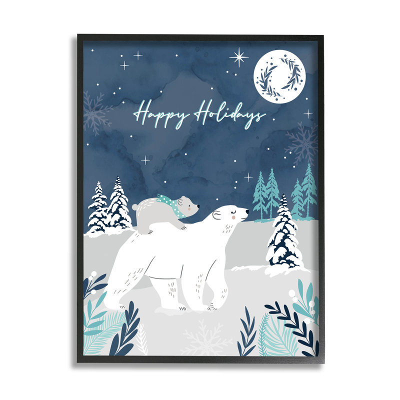 Bonnes fêtes, neige hivernale at-115, Giclée encadrée noir minuit, H 14 po x l 11 po x P 1,5 po