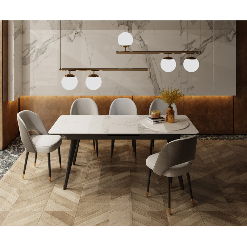 Modena Metal Base Dining Table, 29" H x  55" L x 31" W 