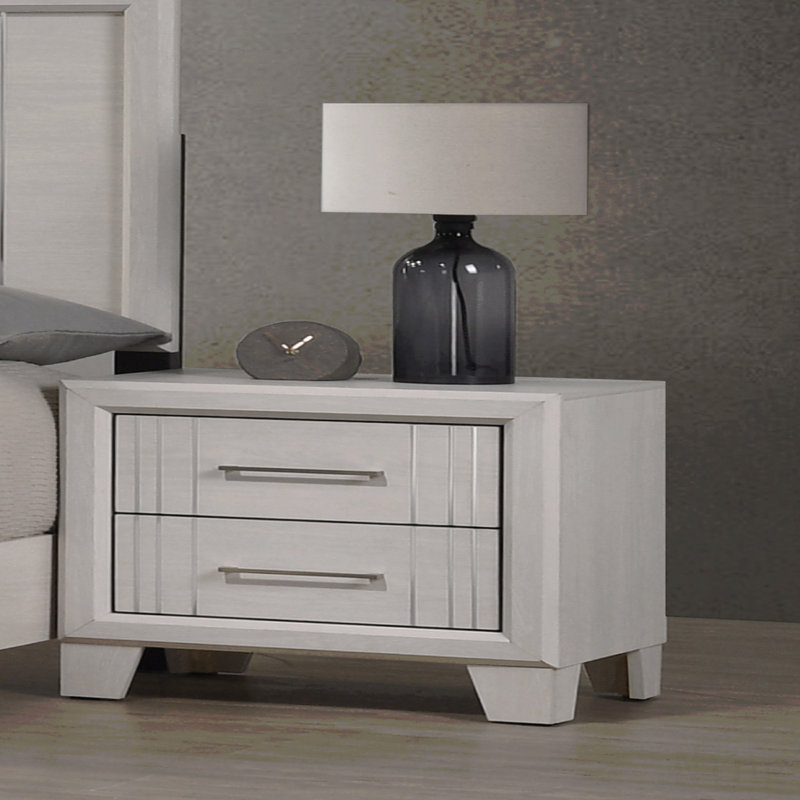 Table de chevet contemporaine à 2 tiroirs 1Pc, Beige