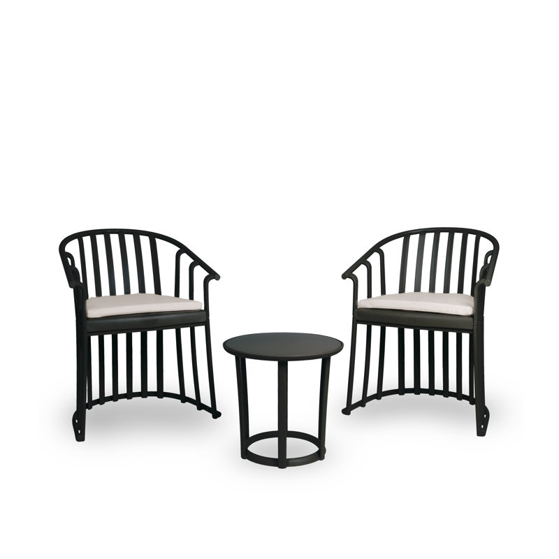 Raff - 3 Piece Conversation Set - with Cushions, Black