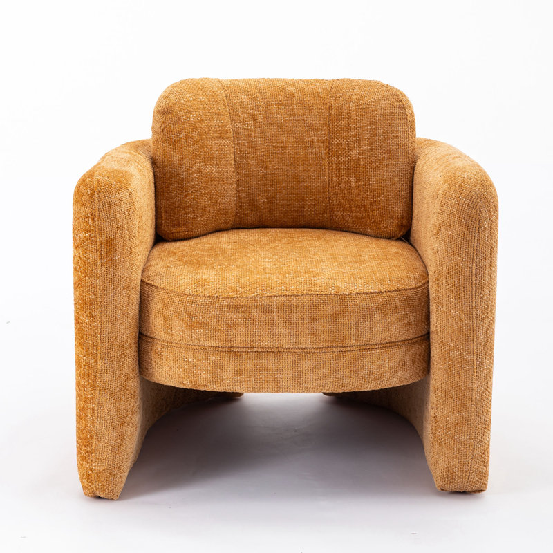 Chaise d'appoint rembourrée Kippar, chaise d'appoint, chaise de salon, chaise de chambre , Velours tissé orange citrouille