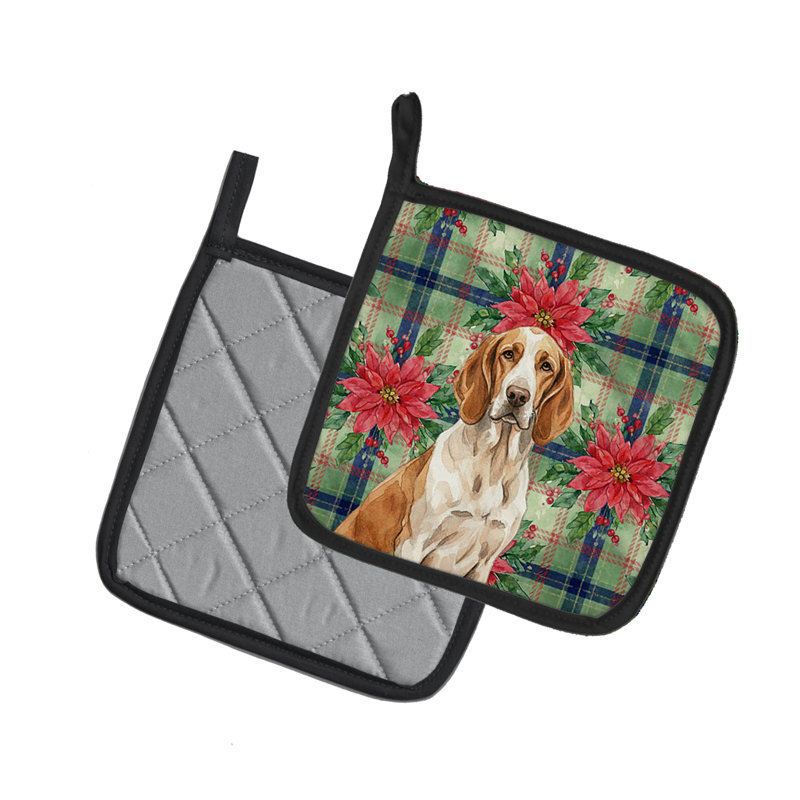 Paire de porte-casseroles Braco Italiano Christmas Poinsettas