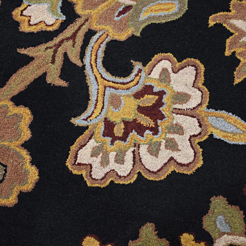 Kacey HAND TUFTED WOOL ECO-FRIENDLY AREA RUGS - Charcoal Color | Floral Design | Area rugs for living room, bedroom, Charcoal