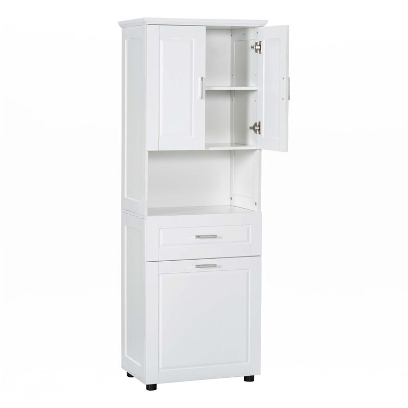 Grande armoire de salle de bain avec panier à linge, Blanc
