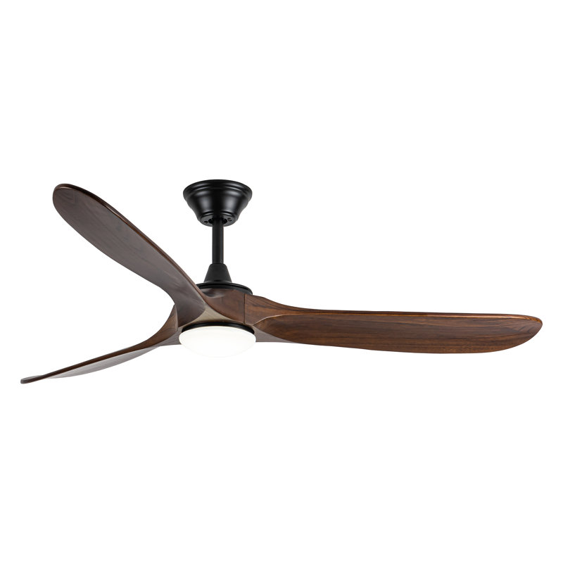 Netrapal 3-Blade Indoor Ceiling Fan with Remote and Light,3 LED Colors,6 Speed DC Motor,Timer, Deep Walnut, 70"