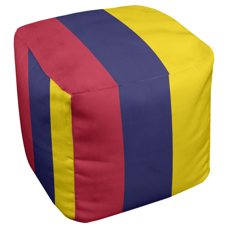 Repose-pieds repose-pieds carré 18" velours, Rouge / bleu marine / jaune, H 13 po x l 13 po x P 13 po