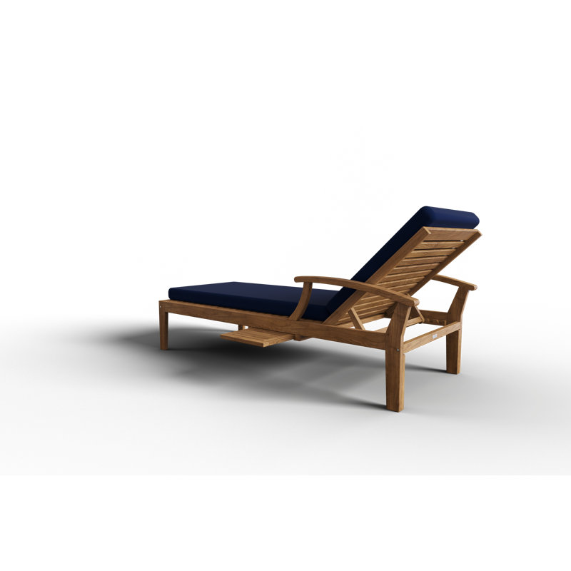 Outdoor Teak Chaise Lounge, Navy