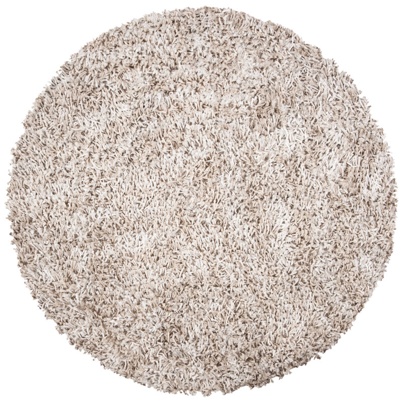 Tapis beige / ivoire fait à la main Plumlee, Rond 6 pi