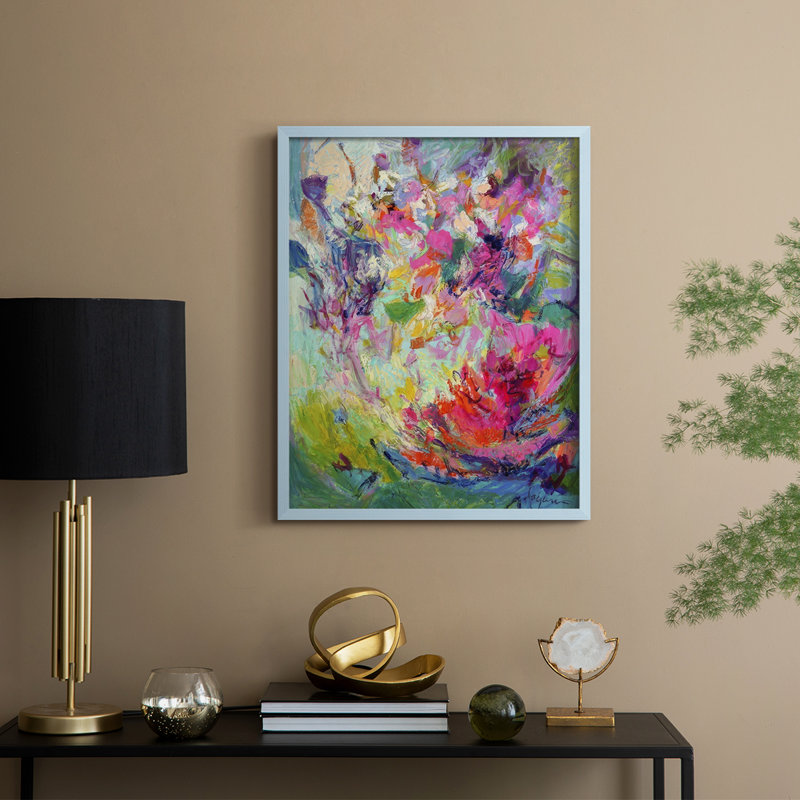 Impression encadrée Bold Flourish III - bois massif, H 15 po x l 12 po, Bleu