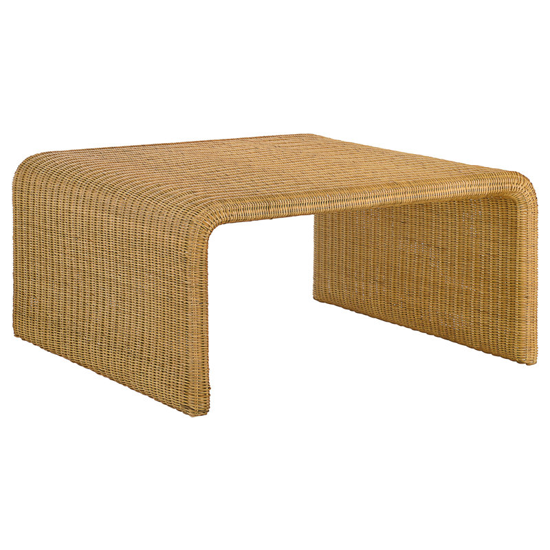 Table basse carrée en rotin tissé naturel Cahya (table incluse seulement), Naturel