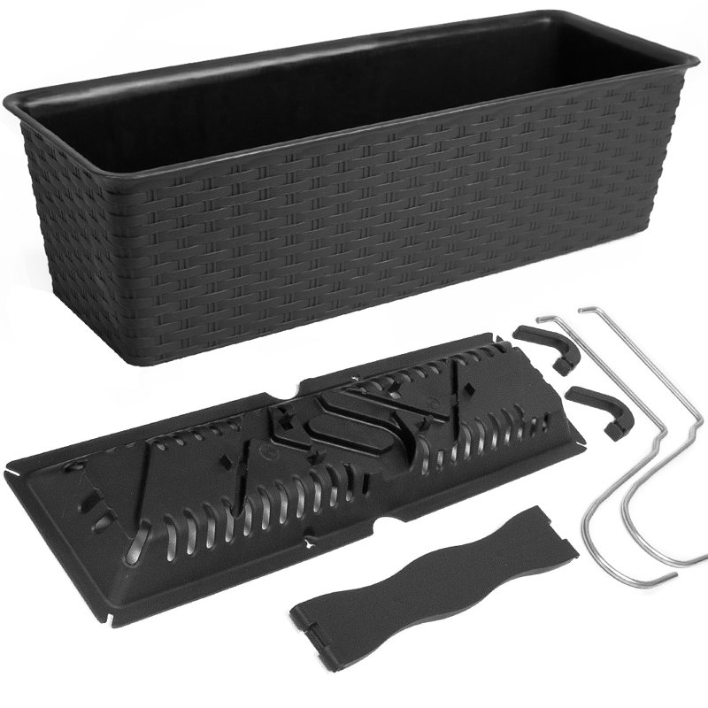 Cronin Railing Planter, Anthracite, 14.5cm H x 39cm W x 16cm D