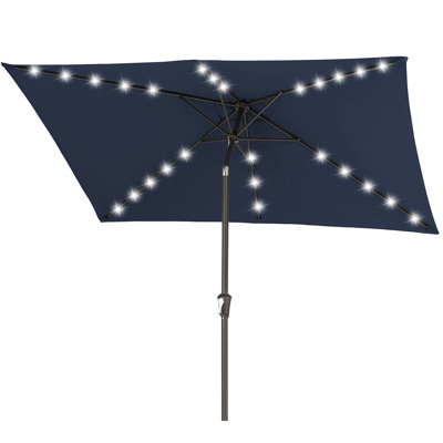 6.5x10 FT Rectangular Outdoor Patio Market Lighted Umbrella