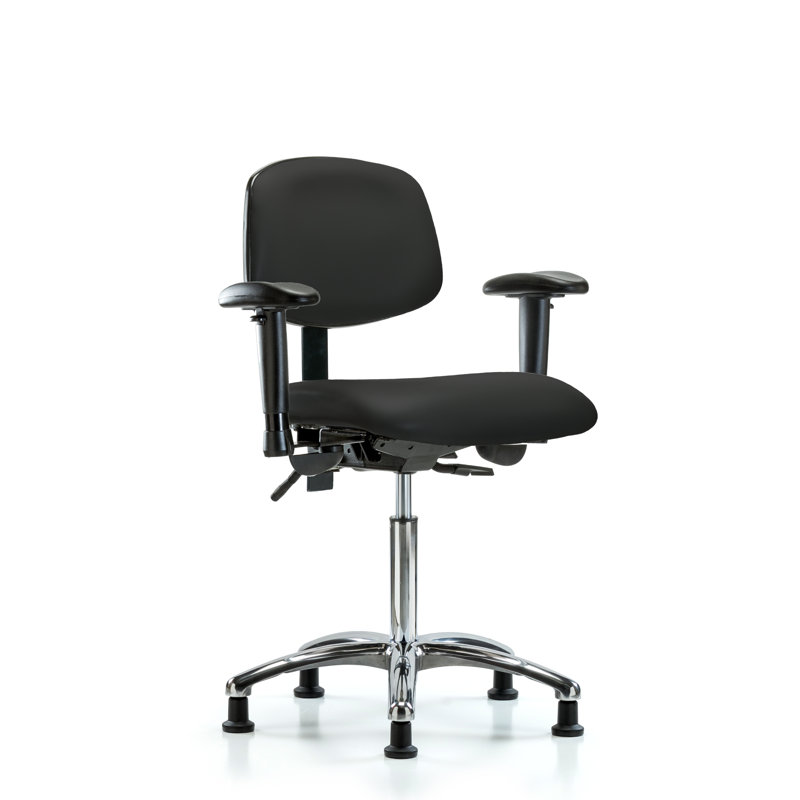 Shaylee Vinyl Task Chair, Black, Glides, Not Included