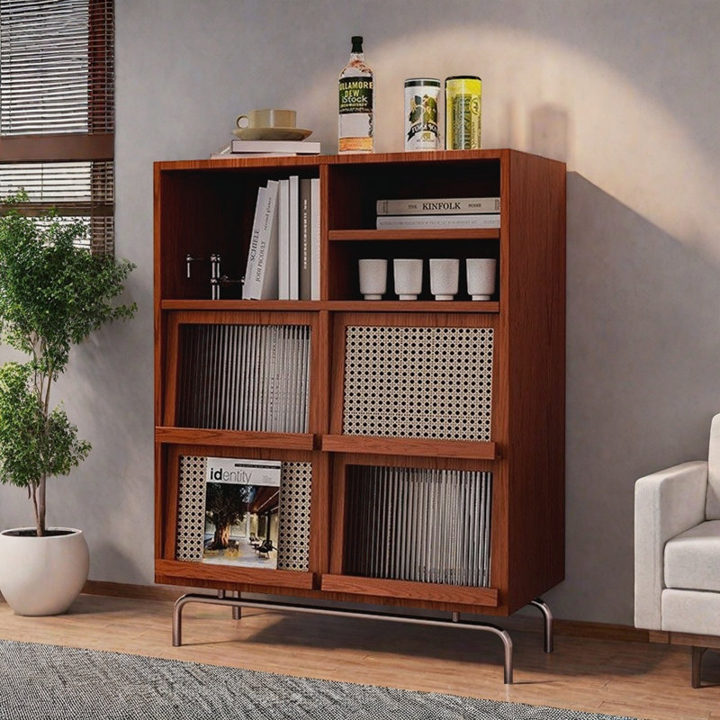 Brown Solid Wood Versatile Storage Bookcase