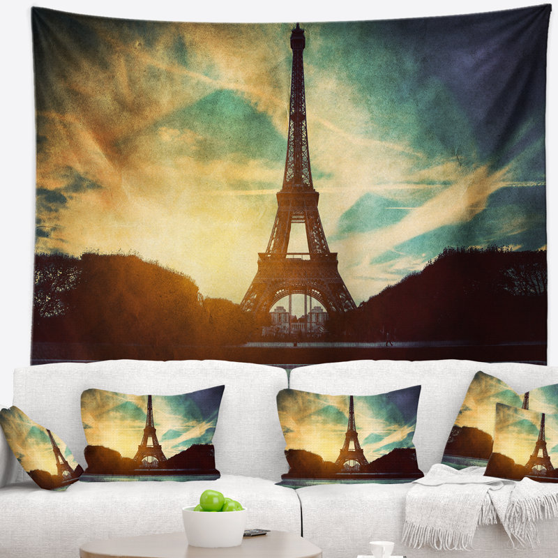 Paris tapisserie de style rétro de la tour eiffel Cityscape, H 68 po x l 80 po