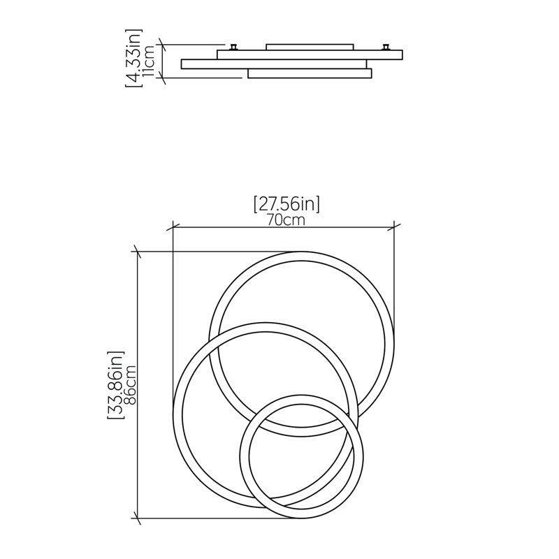 Naiá 1 - Light LED Flush Mount, 4.29" H x 33.54" W x 27.3" D, Louro Freijo