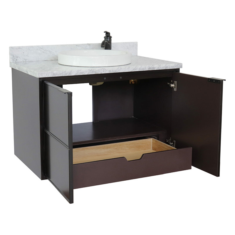 Ensemble de meuble-lavabo de salle de bain simple fixé au mur 37 po Elyria