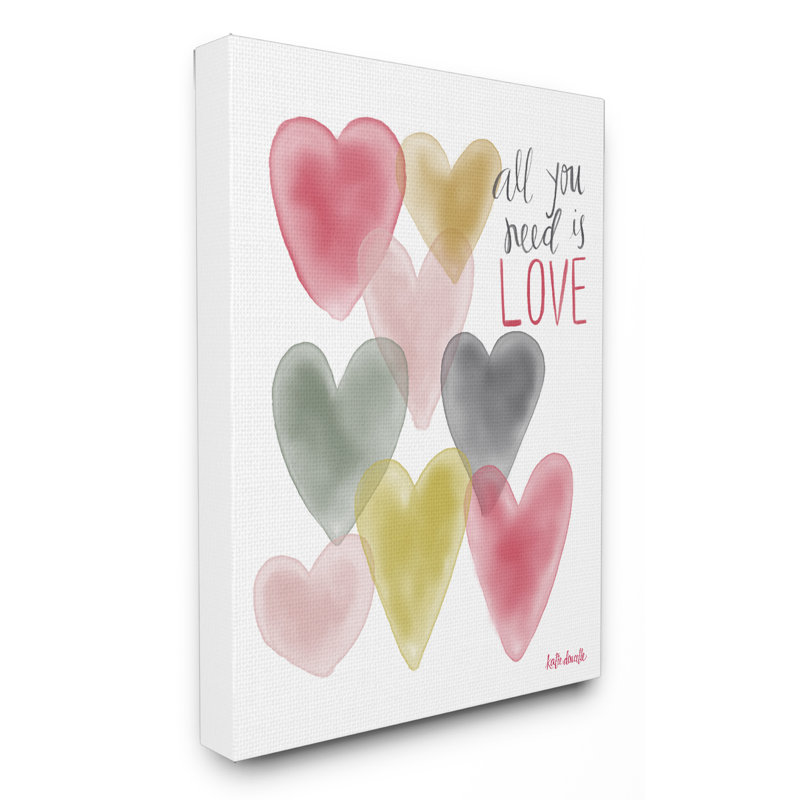«All You Need Is Love Hearts» - impression, H 20 po x l 16 po x P 1,5 po, Toile