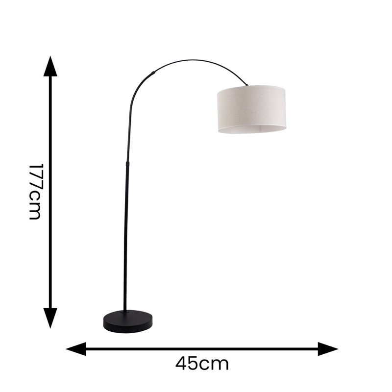 Rorex 177cm Matte Arched Floor Lamp, White
