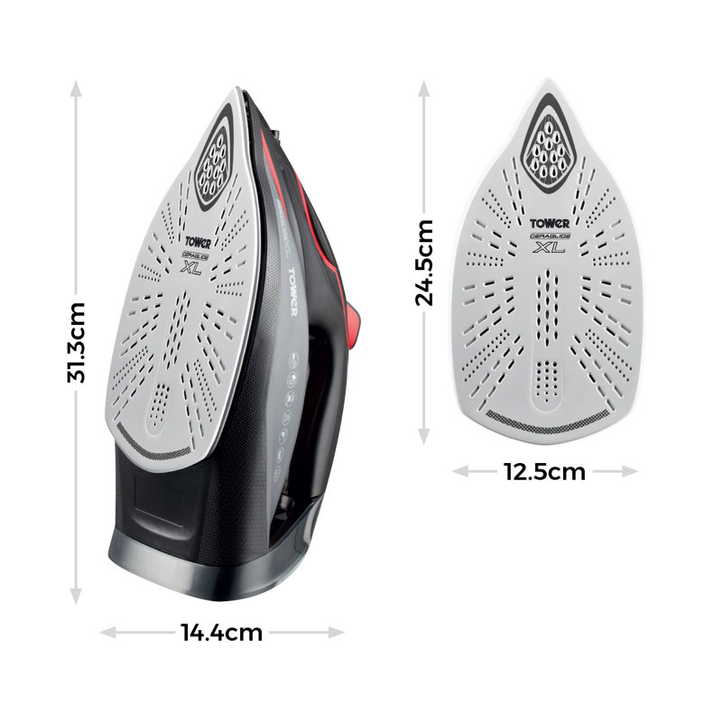 Tower Steam Iron with Ceraglide XL Ceramic Soleplate, AI One Temp Technology, Anti-Drip