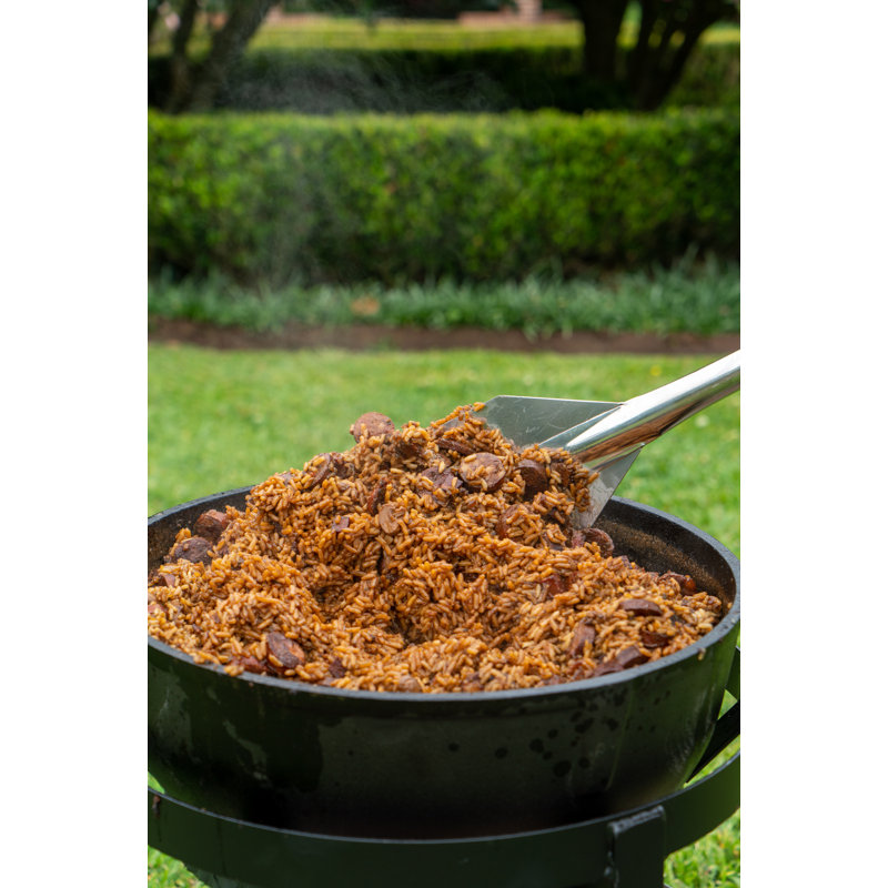 King Kooker Seasoned Cast Iron Jambalaya Pot with Feet, Aluminum Lid, and Steel Helper Lifting Hooks, 5 Gallon