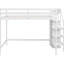 Lit mezzanine double blanc avec rangement intégré et escalier - Structure en bois de pin robuste pour la chambre à coucher avec escalier, structure-1518896420