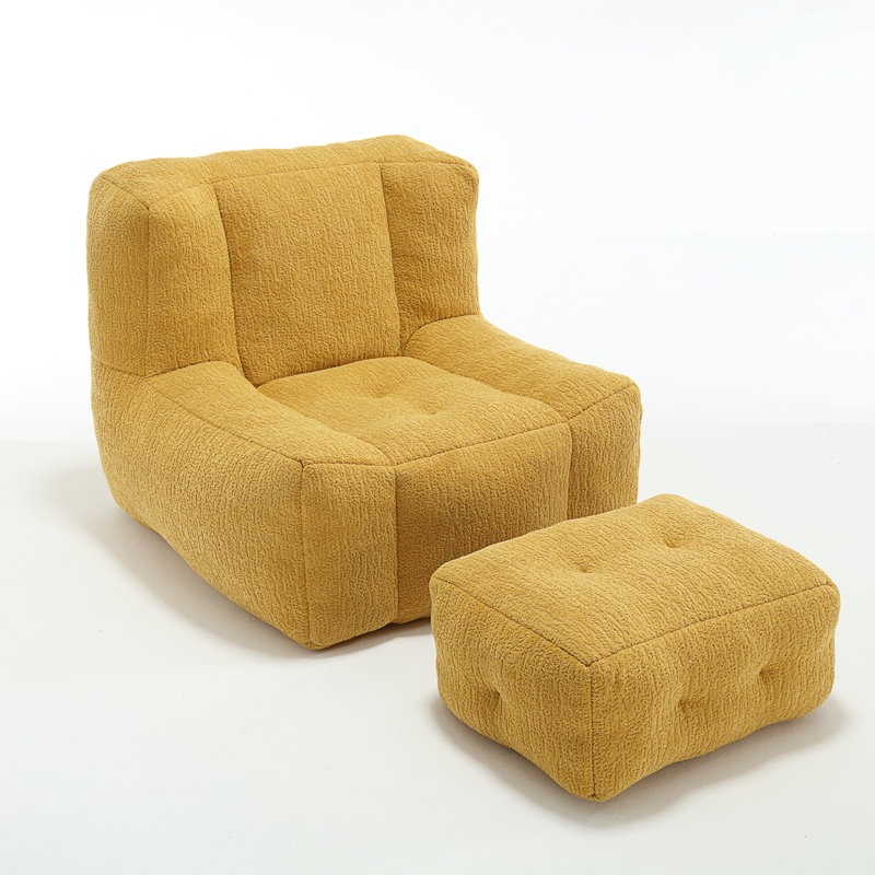 Fluffy Bean Bag Chair, Yellow Velvet