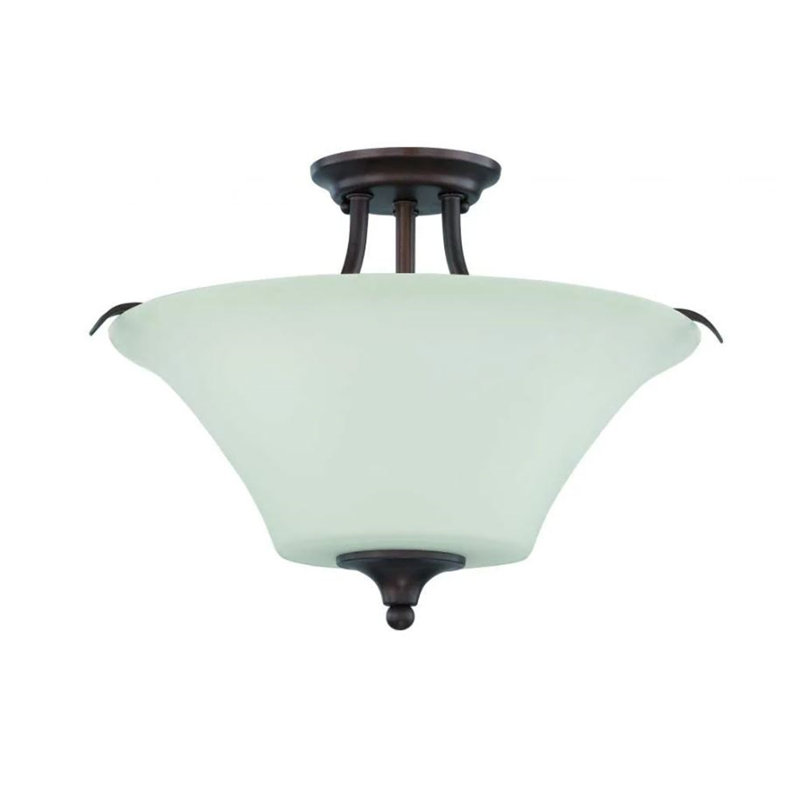 Plafonnier semi-encastré en verre, Nickel satiné