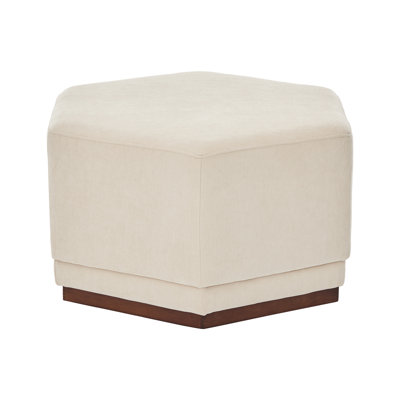 Marlow Contemporary Fabric Upholstered Ottoman with Hexagonal Wood Base by Latitude Run