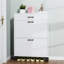 Armoire à chaussures autoportante - 2 tiroirs rabattables, blancs, peu encombrants-988721263