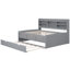 Full Size Bed With Built-In Bookcases, Three Large Storage Drawers And Trundle In Grey Hue Wooden Bookcase, Pull-Out-130155309-130155311