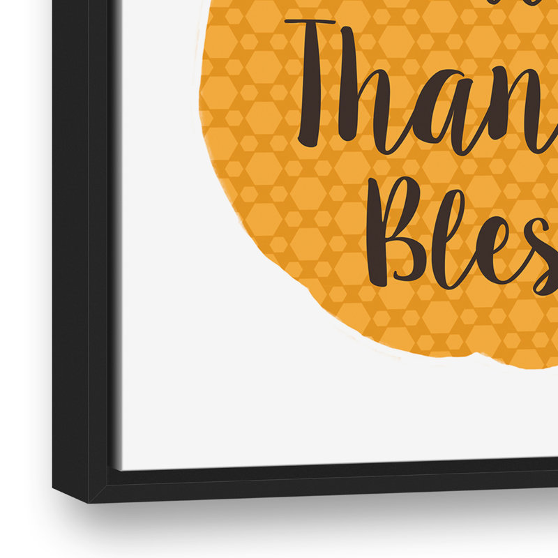 «Grateful Thankful Blessed Pumpkin», reproduction d'art textuel sur toile, H 24 po x l 24 po, Cadre noir