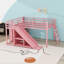 Lit mezzanine simple en métal avec tablettes de rangement, glissade et bande DEL-129993245