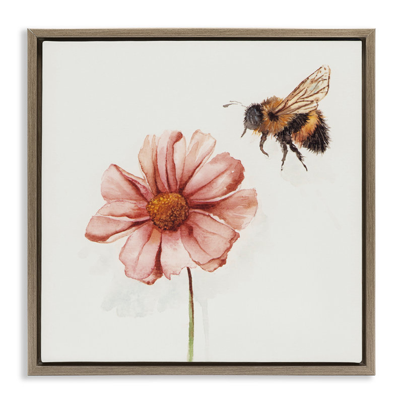 Cadre flottant Spring Pollination Bee, design par Cady, Cadre flottant orme Montalcino, H 18 po x l 18 po
