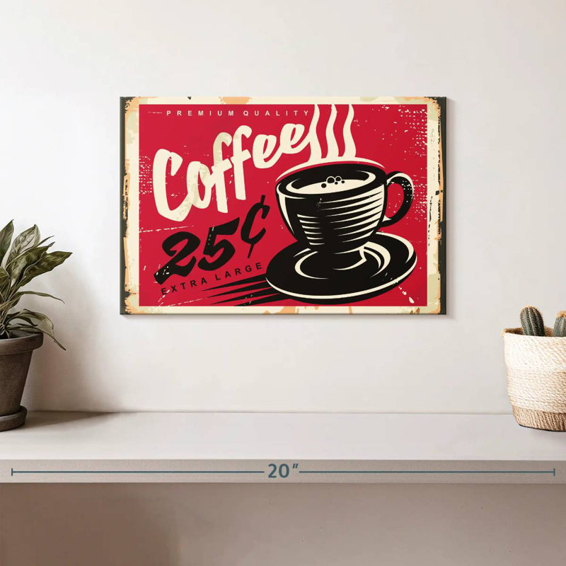 Vieille affiche murale café, H 8 po x l 12 po