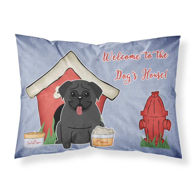 Taie d’oreiller chien house, Pug noir