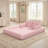 78.7" Pink Teddy Fabric Sofa Bed – 3-in-1 Convertible Floor Couch for Living Room, Guest Bed & Playroom – Ultra-Plush Foam Sleeper