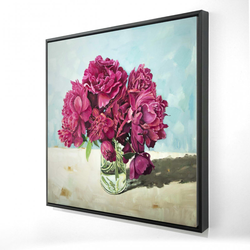 Fuchsia Peony Floral Canvas | Botanical Bedroom Wall Decor