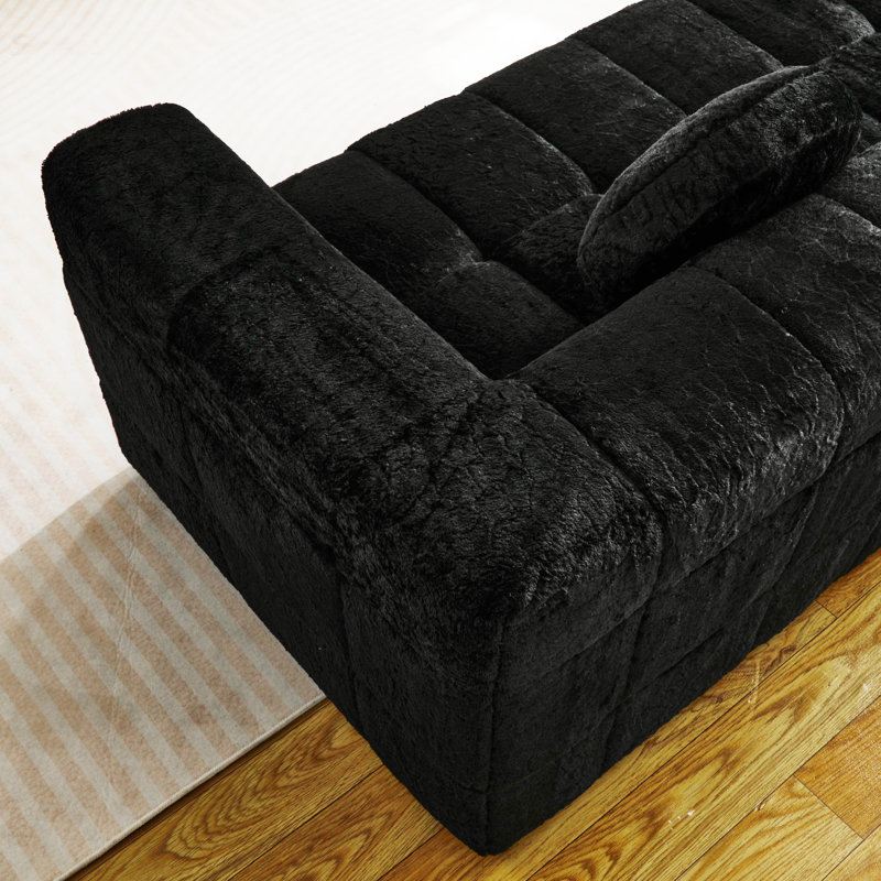 Canapé moderne Aomi Cloud, Noir, H 30 po x l 66,5 po x P 37,4 po