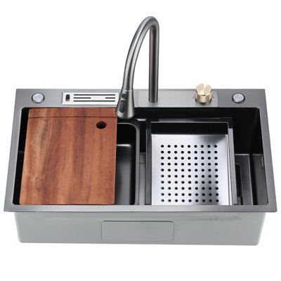 Évier de cuisine encastré avec robinet Dominiks L 30 po x l 18 po