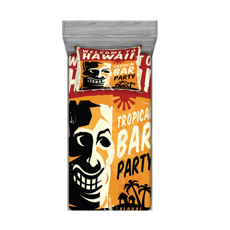 Ensemble de draps Welcome to Hawaii, Ensemble de draps pour lit simple avec drap-housse