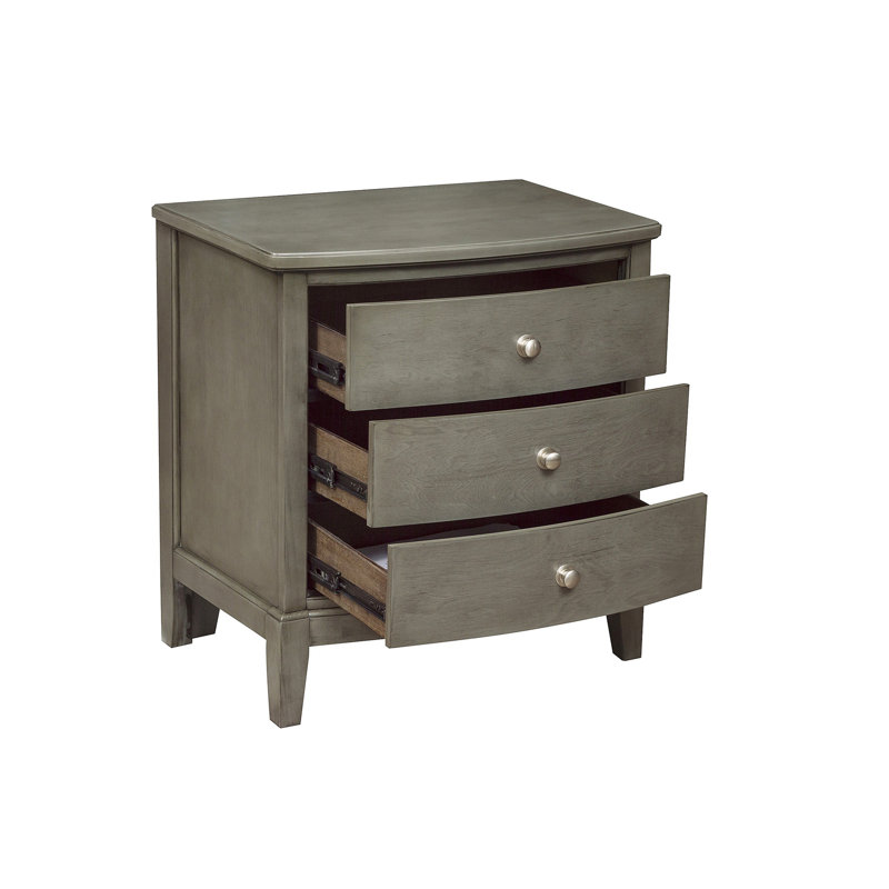 Table de chevet 3 tiroirs, Gris