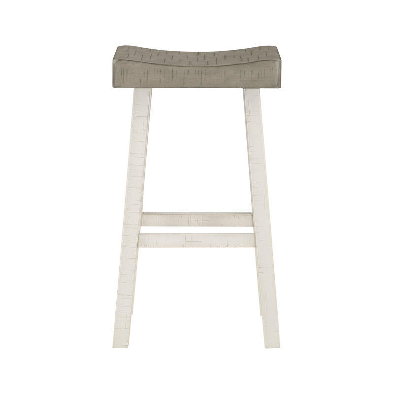 Aviana Solid Wood Counter Stool, Bar Stool (30” Seat Height), Gray/White