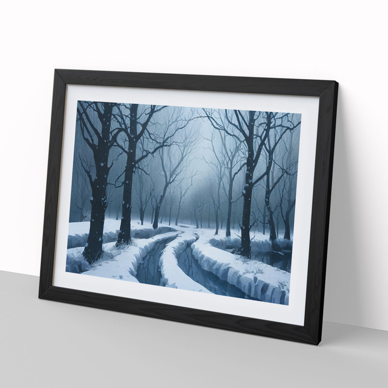 Awesome Winter Forest - Single Picture Frame Print, Black, 25cm H x 34cm W x 2cm D