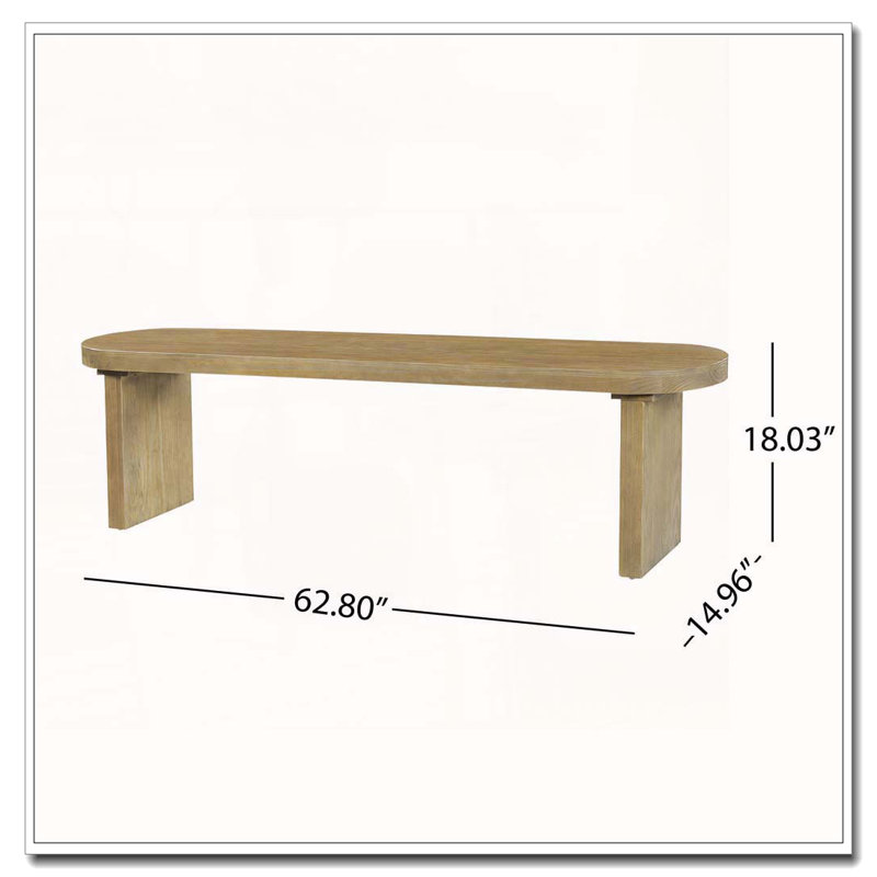 Banc de salle à manger d'intérieur en pin, Bois de pin - Pieds rectangulaires