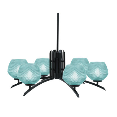 Lustre lumineux avec verre texturé turquoise de 6 po