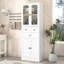 Grande armoire de rangement pour salle de bain avec quatre portes et tiroirs
