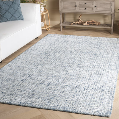 Leenhardt Hand Tufted Viscose Wool Cotton With Latex Rug in Blue/Ivory