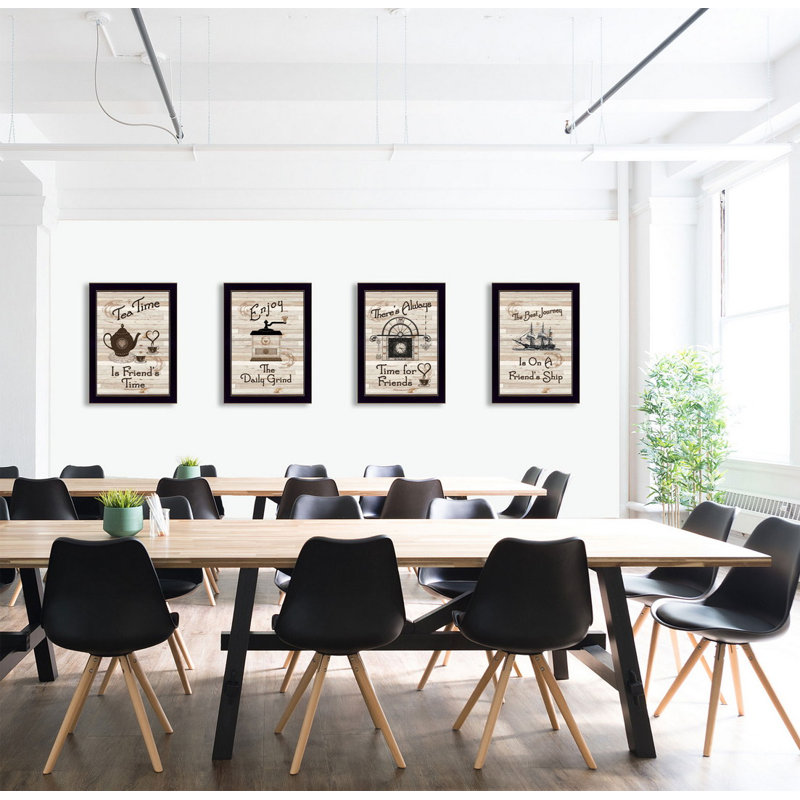 "Friendship Collection", ensemble de 4 pièces encadrées pour la décoration murale par Millwork, Noir