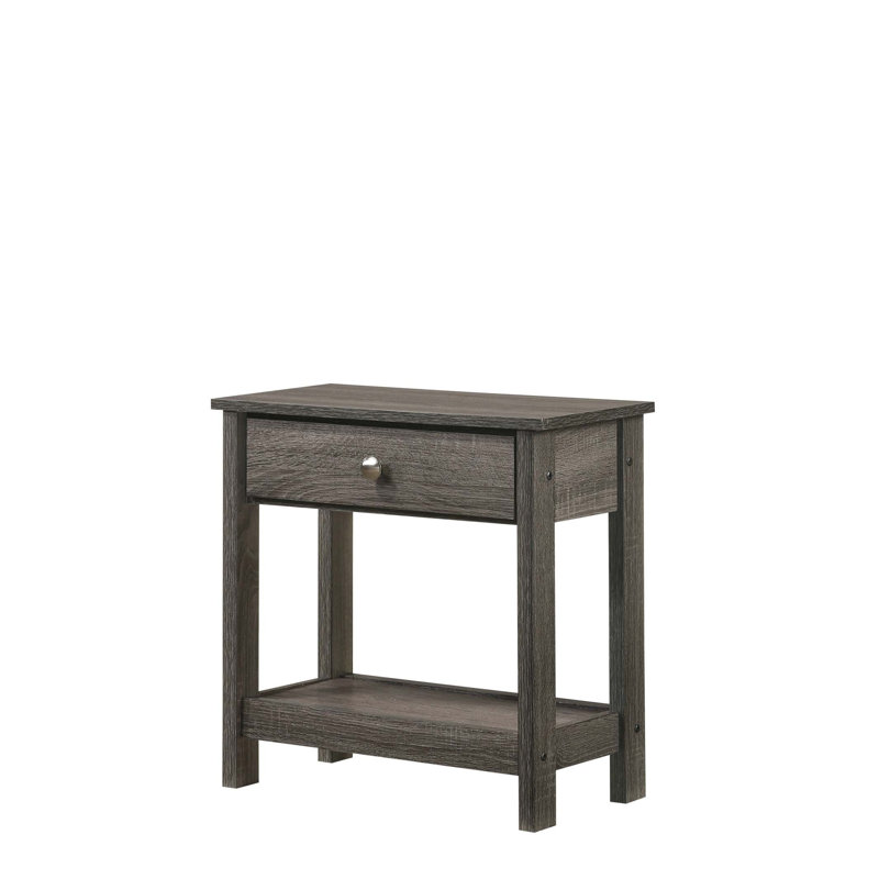 Table de chevet 1 tiroir rustique gris